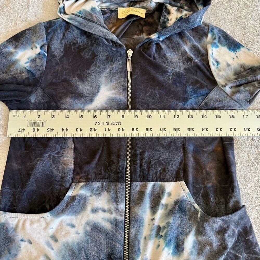 Kristin Crenshaw Black and White Tie Dye Lightweight Zip Up Hoodie - Picture 9 of 11